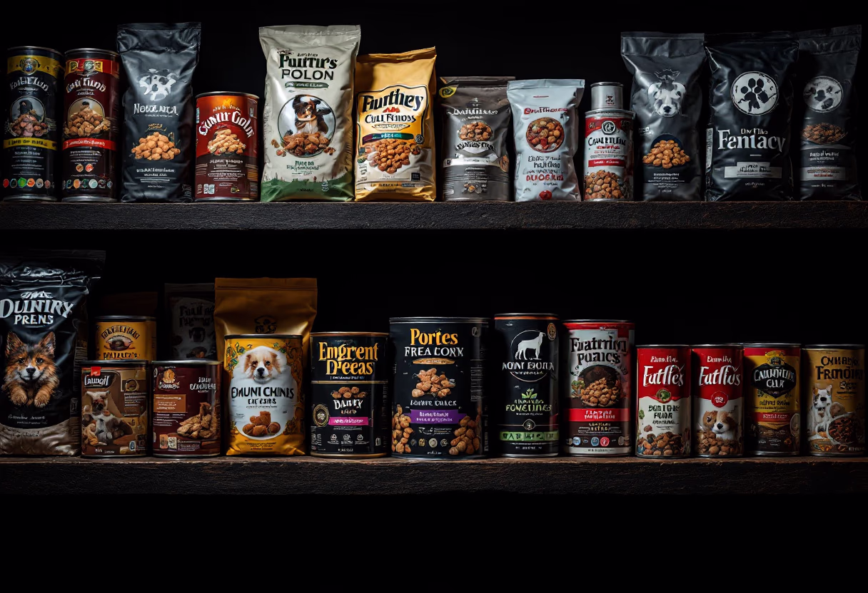 image of various pet food brands on shelves